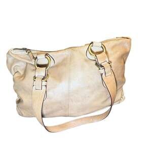 Nuove Dive Italian Leather Shoulder Bag Y2K Beige Zip Top Purse